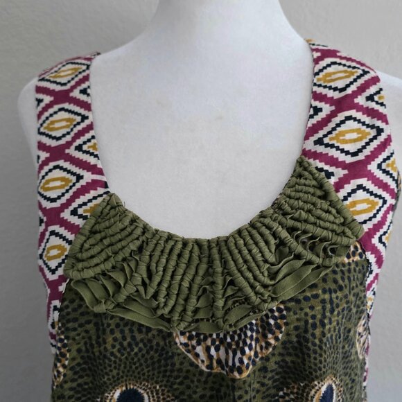 fei Anthropologie Top Tank Sleeveless African Tribal Abstract Macrame Size M S - Picture 2 of 8